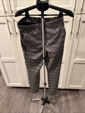 Express Gray Plaid Slim Ankle Pants